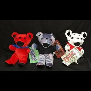 3 NEW (with Tags) GRATEFUL DEAD Beanie Plush Dead Head Bear Dolls Jerry Garcia